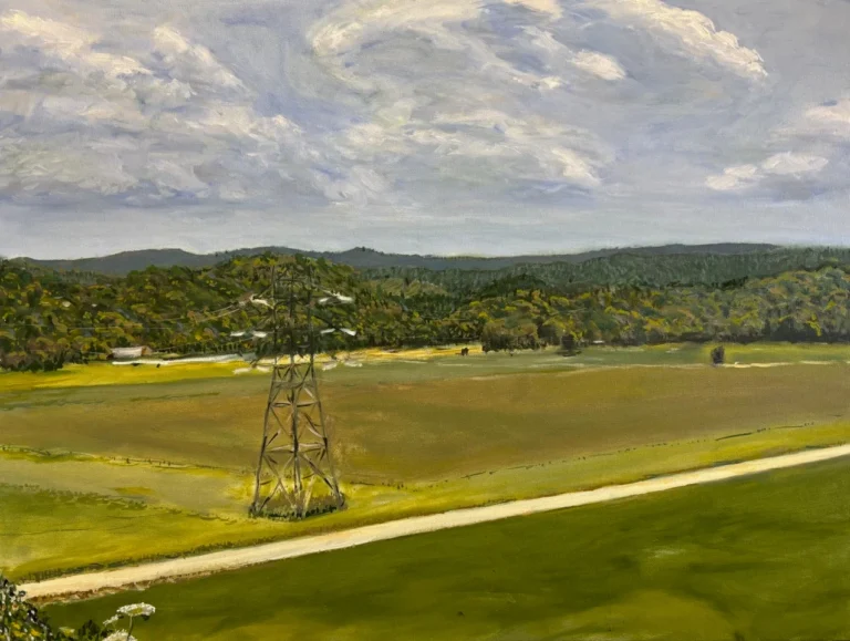 A painting of an electrical pylon in Farrellton, Quebec.