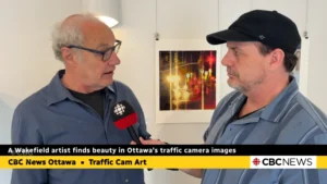 Artist Martin Brooks being interviewed on CBC TV